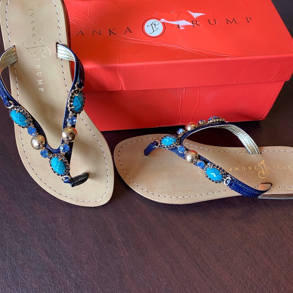 Ivanka Trump Pryor Thong Flip Flop Jeweled Sandals